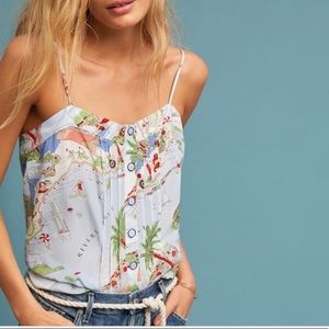 Anthropologie Maeve Italy Map Silk Cami Sz 0
